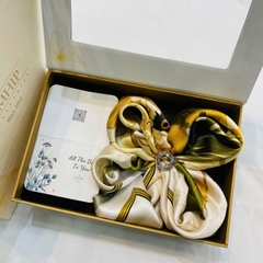 Set Quà HimHip Khăn Lụa Cao Cấp 65*65cm & Cài Khăn Kèm Túi Hộp Thiệp - 745