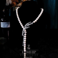 Set Trang Sức HimHip  Vòng Cổ Trai Thật Khóa Lúa 62cm, Vòng Tay, Khuyên Tai Kèm Túi Hộp Thiệp - 108