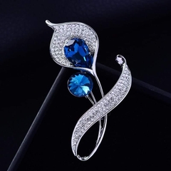 Trâm, Ghim Cài Áo HimHip Hoa Vân Môn Sang Trọng HKCC Đính Đá Sapphire 3*5,5cm