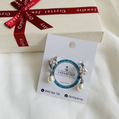 Khuyên Tai Ngắn HimHip Dáng Giọt Nước Thanh Lịch HKCC Mix Ngọc Trai Nước Ngọt 0.8x2.5cm