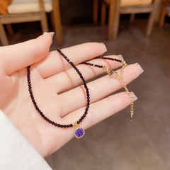 Vòng Cổ Choker Đá Đen 2ly Mix Mặt Đá Phale 34*5cm