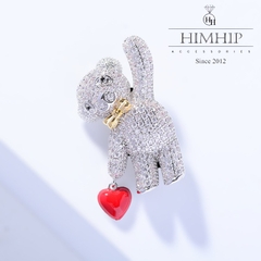 Trâm, Ghim Cài Áo HimHip Gấu Cầm Trái Tim Đáng Yêu HKCC Đính Phale 3cm
