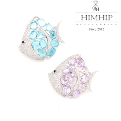 Trâm, Ghim Cài Áo HimHip Cá Đĩa Sang Trọng HKCC Đính Phale 4*4cm