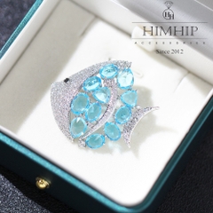 Trâm, Ghim Cài Áo HimHip Cá Đĩa Sang Trọng HKCC Đính Phale 4*4cm