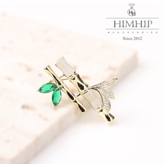 Trâm, Ghim Cài Áo HimHip Cây Tre Vàng Sang Trọng HKCC Đính Phale 1*3cm