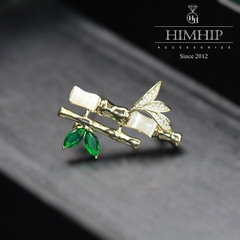 Trâm, Ghim Cài Áo HimHip Cây Tre Vàng Sang Trọng HKCC Đính Phale 1*3cm