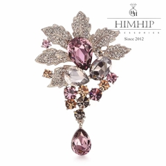 Trâm, Ghim Cài Áo HimHip Lá Cây Sang Trọng HKCC Đính Phale 4*6cm