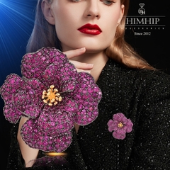 Trâm, Ghim Cài Áo HimHip Hoa Tím Sang Trọng Đính Phale 4,5*5cm