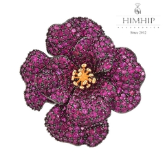 Trâm, Ghim Cài Áo HimHip Hoa Tím Sang Trọng Đính Phale 4,5*5cm