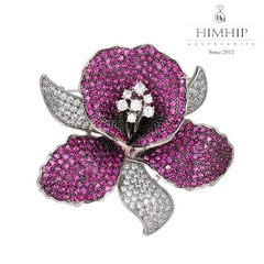 Trâm, Ghim Cài Áo HimHip Hoa Lan Tím Sang Trọng HKCC Đính Phale 4*5cm