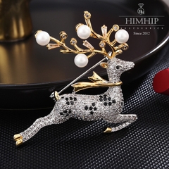 Trâm, Ghim Cài Áo HimHip Hươu Sừng Trai Thanh Lịch HKCC Đính Phale 4*6cm