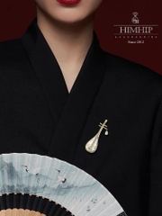 Trâm, Ghim Cài Áo HimHip Đàn Tì Bà Khảm Trai Sang Trọng HKCC Đính Phale 1,5*5cm nam nữ