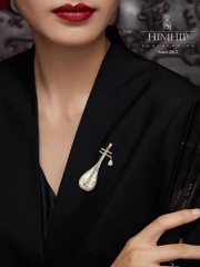 Trâm, Ghim Cài Áo HimHip Đàn Tì Bà Khảm Trai Sang Trọng HKCC Đính Phale 1,5*5cm nam nữ