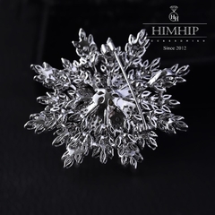 [Noel] Trâm, Ghim Cài Áo HimHip Hoa Tuyết Sang Trọng HKCC Mix Trai 5,5*5,5cm