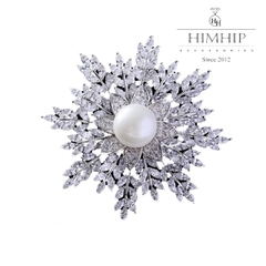 [Noel] Trâm, Ghim Cài Áo HimHip Hoa Tuyết Sang Trọng HKCC Mix Trai 5,5*5,5cm