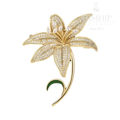 Trâm, Ghim Cài Áo HimHip Hoa Ly Sang Trọng Đính Phale 4,5*6cm