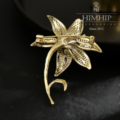 Trâm, Ghim Cài Áo HimHip Hoa Ly Sang Trọng Đính Phale 4,5*6cm