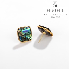 Khuyên Tai Nụ HimHip Mặt Đá Xanh Sang Trọng HKCC 1.5x1.5cm