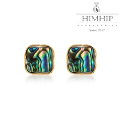Khuyên Tai Nụ HimHip Mặt Đá Xanh Sang Trọng HKCC 1.5x1.5cm