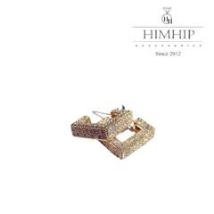Khuyên Tai Ngắn HimHip Hình Vuông Sang Trọng HKCC Đính Phale 1.5x2.3cm
