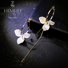 Khuyên Tai Móc Tròn HimHip Sợi Dài Phối Hoa Trạng Nguyên Quý Phái HKCC 3x12cm