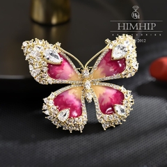 Trâm, Ghim Cài Áo HimHip Bướm Ánh Tím Sang Trọng HKCC Đính Phale 4,2*5,5cm
