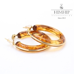 Khuyên Tai Móc Tròn HimHip HKCC Màu Mã Não Sang Trọng 0.6*4*4cm