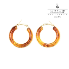 Khuyên Tai Móc Tròn HimHip HKCC Màu Mã Não Sang Trọng 0.6*4*4cm