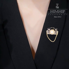 Trâm, Ghim Cài Áo HimHip Máy Ảnh Phối Dây Xích Xinh Xắn HKCC Mix Trai 2,5*1,6cm