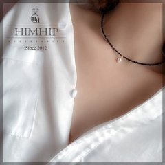 [Thiết Kế Độc Quyền] Choker HIMHIP Đá Đen 2ly Mix Trai Thật Sang Trọng 32+7cm