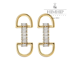 Khuyên Tai Ngắn HimHip 2 Chữ D Sang Trọng HKCC Đính Phale 3x1cm