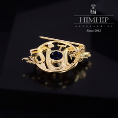 Trâm, Ghim Cài Áo HimHip Rồng Vòng Xanh Dương Sang Trọng HKCC Đính Phale 2,2*3,4cm