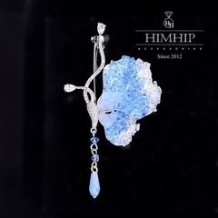 Trâm, Ghim Cài Áo HimHip Bướm Gắn Đá Tinh Xảo HKCC Đính Phale Xanh 7*4cm