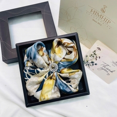 Set Quà HimHip Khăn Lụa Vuông 70x70cm & Cài Khăn Kèm Túi Hộp Thiệp - 371