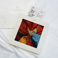 Set Quà HimHip Khăn Lụa Viscose 90x90cm & Cài Khăn Kèm Túi Hộp Thiệp - 393