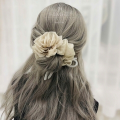 Scrunchies HimHip Phối Vải Voan Hình Hoa Hồng Thắt Nơ Thanh Lịch 13-15cm