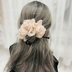 Scrunchies HimHip Phối Vải Voan Hình Hoa Hồng Thắt Nơ Thanh Lịch 13-15cm