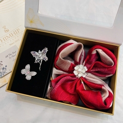 Set Quà HimHip Khăn Lụa Vuông 70x70cm & Cài Khăn, Cài Áo Kèm Túi Hộp Thiệp - 613