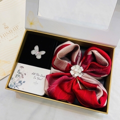 Set Quà HimHip Khăn Lụa Vuông 70x70cm & Cài Khăn, Cài Áo Kèm Túi Hộp Thiệp - 621