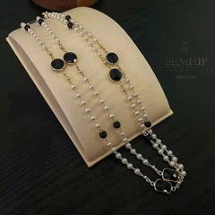 Vòng Cổ Thời Trang Himhip Hạt Giả Trai Phối Đá Đen Cổ Điển 132cm
