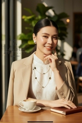 Vòng Cổ Thời Trang Himhip Hạt Giả Trai Phối Đá Đen Cổ Điển 132cm