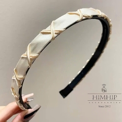 Bờm Tóc HimHip Composite Vải Trơn Đan Dây Thanh Lịch 1.3cm