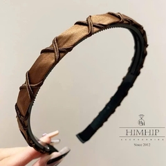 Bờm Tóc HimHip Composite Vải Trơn Đan Dây Thanh Lịch 1.3cm