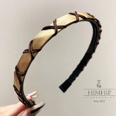 Bờm Tóc HimHip Composite Vải Trơn Đan Dây Thanh Lịch 1.3cm