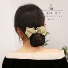 Kẹp Bối, Búi Lưới HimHip Nơ Vải Xanh Mơ Gắn Chuồn Nhỏ Thanh Lịch 13x6.5cm