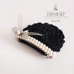 Kẹp Bối, Búi Lưới HimHip Sóng Đôi Giải Trai Gắn Nơ Hoa Chuông Thanh Lịch 9.7x1.7cm