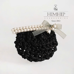 Kẹp Bối, Búi Lưới HimHip Sóng Đôi Giải Trai Gắn Nơ Hoa Chuông Thanh Lịch 9.7x1.7cm