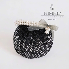 Kẹp Bối, Búi Lưới HimHip Sóng Đôi Giải Trai Gắn Nơ Hoa Chuông Thanh Lịch 9.7x1.7cm