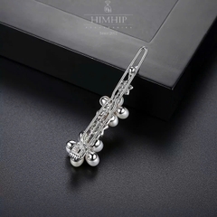 Kẹp Mái HimHip HKCC Hoa Mai Trắng Đính Hạt Trai Thật 5.6x1.6cm