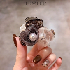 Kẹp Càng Cua HimHip 2 Hoa Voan Nhỏ Nụ Giả Trai Phối Phale 8 Răng 4.5x3.5cm Loại 1